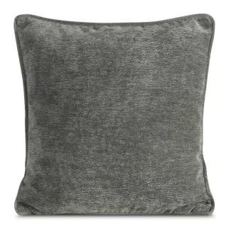 Poszewka na poduszkę 45x45 cm stalowa z szenilowej tkaniny i wypustką na brzegach KLARA 03