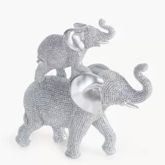 Figurka srebrna w kształcie słonia o drobnym strukturalnym wzorze 17x6x17 cm ELDO