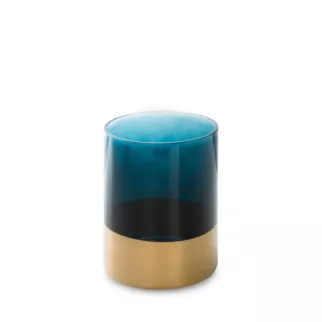 LIMITED COLLECTION świecznik LILI turkusowo-złoty z malowanego szkła artystycznego