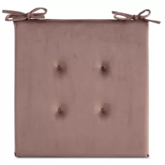 Poduszka na krzesło 40 x 40 x 3 cm  welwetowa ciemnoróżowa z ozdobnym pikowaniem i praktycznymi troczkami GAJA