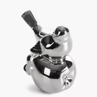 Figurka dekoracyjna ptaszek srebrna o wysokim połysku 10x7x11 cm FABIO