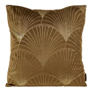 Poszewka na poduszkę 45x45 cm welwetowa kolor brązowy ze złotym nadrukiem BLINK 21