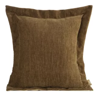 Poszewka na poduszkę 55x55 cm z szenilowej tkaniny jasnobrązowa o widocznym ozdobnym splocie Eva Minge Elegante