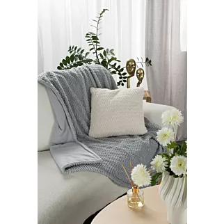 Narzuta-koc srebrno, jasnoszary 130x170 cm z przyjemnego futerka LARIS