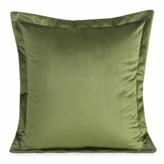 Poszewka na poduszkę 45x45 cm welwetowa oliwkowa z ozdobnymi brzegami RIA Diva Line