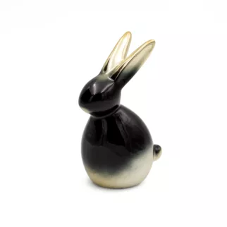 Figurka dekoracyjna ZAJĄCZEK w złoto-czarnej kolorystyce