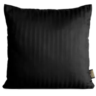 Poszewka na poduszkę 40x40 cm z satyny bawełnianej czarna w delikatne prążki VERA