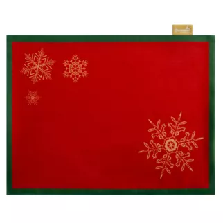 Komplet podkładek na stół czerwony 30x40 cm welwetowy CHERRY 4 szt z motywem śnieżynek