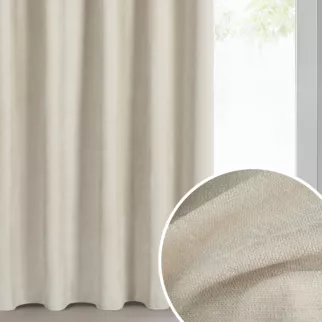 Zasłona jasnobeżowa z szenilowej tkaniny o strukturalnym splocie 140x270 cm taśma - VANI