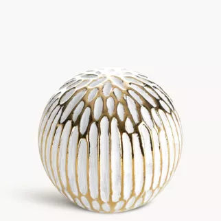Kula ceramiczna biało, złota o ozdobnej fakturze średnica 9x9 cm ANDREA