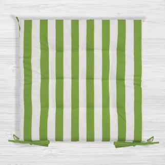 Poduszka na krzesło 40 x 40 x 5 cm wodoodporna jasnozielono, biała zdobiony subtelnymi pasami  GARDEN