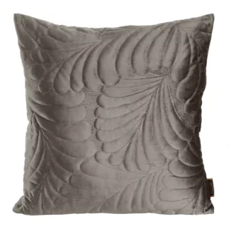 Poszewka na poduszkę 45x45 cm welwetowa, ciemnobeżowa pikowana we wzór liści RIA 4 Eurofirany Premium