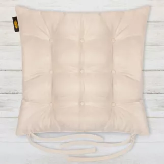 Poduszka na krzesło dwustronna 40 x 40 x 6 cm welurowa ciemnokremowa z dziewięcioma pikowaniami ADOR