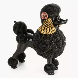 Figurka czarna w kształcie uroczego psa o drobnym strukturalnym wzorze 17x9x19 cm ELDO 3