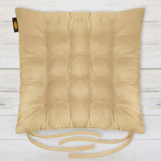 Poduszka na krzesło 40 x 40 x 6 cm  welurowa beżowa z szesnastoma pikowaniami ADORE