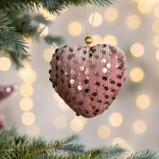 Ozdoba choinkowa SERCE z lśniącymi cekinami