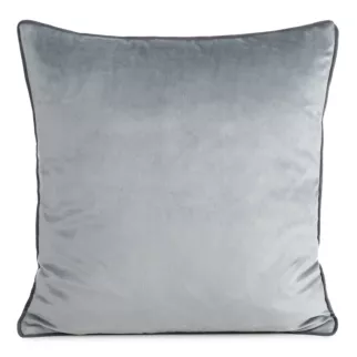 Poszewka na poduszkę 60x60 cm welwetowa kolor srebrny o delikatnym połysku z ozdobną lamówką GAJA 2