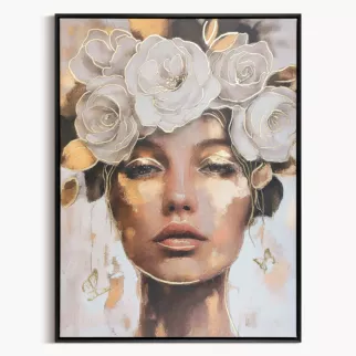 Obraz beżowo, złoty nadruk na płótnie 60x80 cm