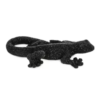 Jaszczurka - figurka dekoracyjna ELDO 3 o drobnym strukturalnym wzorze, czarna