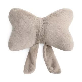 Poduszka w kształcie kokardy 37x30 cm z futerkowej tkaniny jasnobeżowa WIOSNA 135