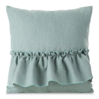 Poszewka na poduszkę 40x40 cm miętowa z falbaną z tkaniny o płóciennym splocie LENA