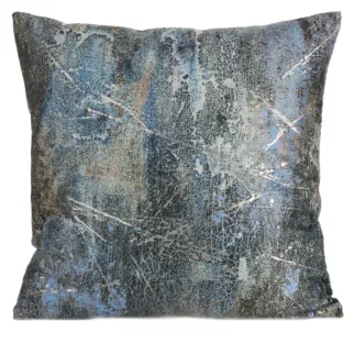 Poszewka na poduszkę 45x45 cm welwetowa turkusowa zdobiona metalicznym wzorem ESTER