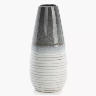Wazon dekoracyjny biało, popielaty 19x19x39 cm VIKI