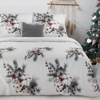 Komplet pościeli świątecznej SNOW 02 z nadrukiem z motywem świątecznym