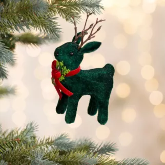 Figurka świąteczna RENIFER z lśniącego welwetu