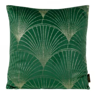 Poszewka na poduszkę 45x45 cm welwetowa kolor ciemnozielony ze złotym nadrukiem BLINK 21
