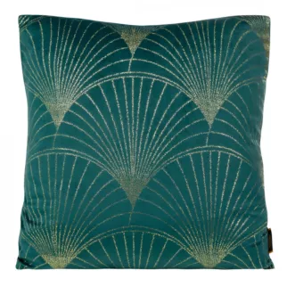 Poszewka na poduszkę 45x45 cm welwetowa kolor ciemnoturkusowy ze złotym nadrukiem BLINK 21