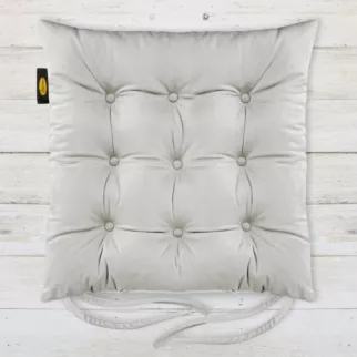 Poduszka na krzesło 40 x 40 x 6 cm dwustronna welwetowa jasnostalowa z dziewięcioma pikowaniami