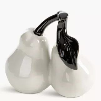 Figurka dekoracyjna kremowo, czarna gruszka 14x8x13 cm SIMON