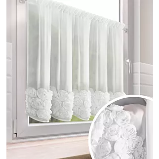 Zazdrostka biała z szyfonu zdobiona różami 3D 90x150 cm taśma - ROSES Eva Minge