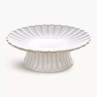 Patera ceramiczna dekoracyjna kremowo-beżowa z przecieranym wzorem w stylu eko średnica 18x6 cm AVRIL
