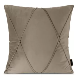 Poszewka na poduszkę 45x45 cm welwetowa beżowa z geometrycznym przeszywanym wzorem NALA 1 Eurofirany Premium