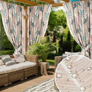 Zasłona beżowo, zielona z wodoodpornej tkaniny idealna do ogrodu i na taras 155x200 cm tunel - GARDEN