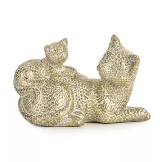 Kotki - figurka dekoracyjna ELVIN o drobnym strukturalnym wzorze łuski, szampańska