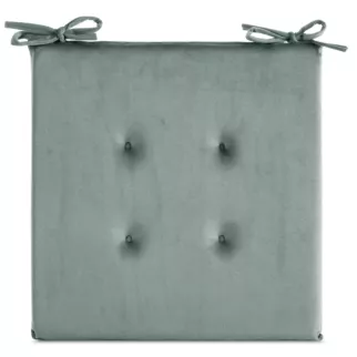 Poduszka na krzesło 40 x 40 x 3 cm  welwetowa ciemnomiętowa z ozdobnym pikowaniem i praktycznymi troczkami GAJA