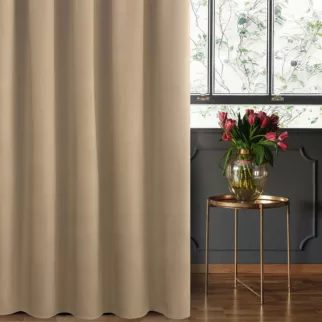 Zasłona welwetowa ciemnobeżowa gładka 140x270 taśma - SIBEL - Pierre Cardin