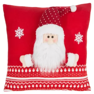 Poszewka na poduszkę 40x40 cm czerwona z trójwymiarową aplikacją Mikołaja SANTA