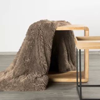 Koc o strukturze miękkiego futra 150x200 cm ciemnobeżowy TIFANY 1 Design 91