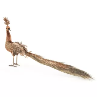 Figurka dekoracyjna świąteczna PAW z długim ogonem i lśniącymi drobinkami