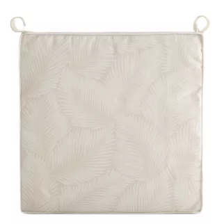Poduszka na krzesło 42 x 42 x 4 cm  wodoodporna beżowo, biała zdobione motywem palmowych liści  GARDEN