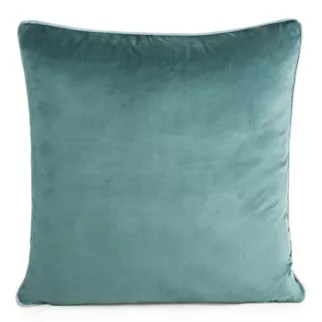 Poszewka na poduszkę 45x45 cm welwetowa kolor niebieski o delikatnym połysku z ozdobną lamówką GAJA 2