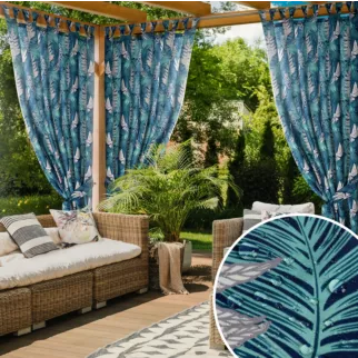 Zasłona turkusowo, miętowa z wodoodpornej tkaniny idealna do ogrodu i na taras 155x200 cm szelki/rzep - GARDEN