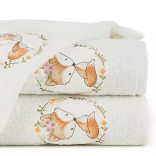 Ręcznik kąpielowy dziecięcy 70x140 cm bawełniany kolor biały z motywem liska 400 g/m2 BABY 44