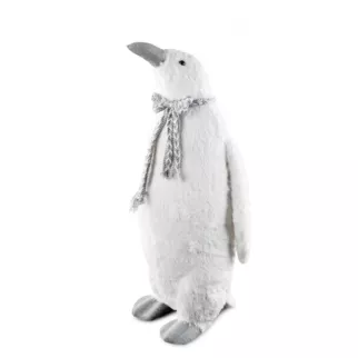 Urocza duża figurka świąteczna PINGWIN w plecionym szaliku z lśniącymi drobinkami
