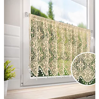 Zazdrostka jansobeżowa ażurowa  w stylu boho zdobiona subtelnymi frędzelkami 150x60 cm tunel MOLY