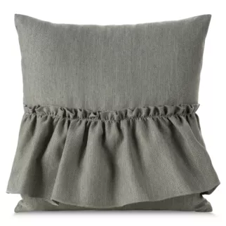 Poszewka na poduszkę 40x40 cm popielata z falbaną z tkaniny o płóciennym splocie LENA